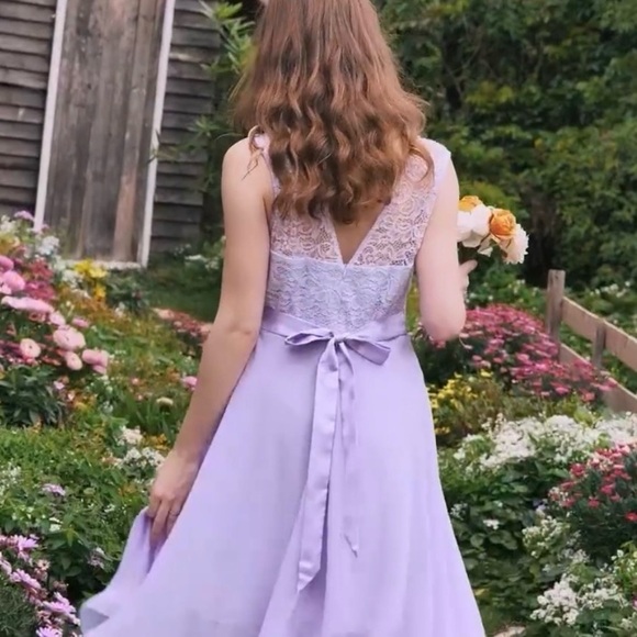 Bery‎ Love Prom Wedding Dress Lace A Line Chiffon, Lavender Size XL - Picture 5 of 9